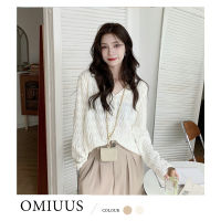 OMIUUS เสื้อแอปริคอทแขนยาวสำหรับผู้หญิง,เสื้อเชิ้ตเซ้นส์เซ้นซ์เซ้นส2023เชิ้ตสไตล์ฮ่องกงย้อนยุคฝรั่งเศสใหม่