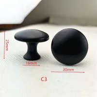 ✌♘ Black Solid Round Head Cabinet Door Handle Plastic Single Hole American Style Shoe Drawer Furniture Knobs