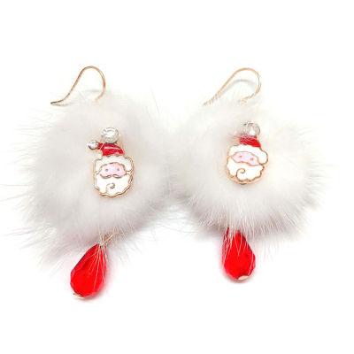 Qianraq Trendy Santa Deer Earrings Cute Wool Ball Red Cryst For Women Girlfriend Christmas Gifts Jewelry For Woman Personality