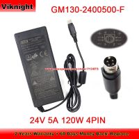 ☜¥ GM130-2400500-F Ac/ อะแดปเตอร์ DC ของแท้สำหรับ GVE 24V แหล่งจ่ายไฟ5.0A กลมมี4พิน