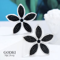 GODKI Oversized Big Flower Design Brand New Fashion Popular Luxury Cubic Zirconia Engagement Wedding Party Stud Earring