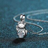 Silver 0.3 Carat Excellent Cut Diamond Test Past D Color High Clarity Moissanite Money Cat Pendant Necklace Silver 925 Jewelry