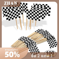 ZHAN 100pcs Racing FLAG toothpicks ไม้ checkered FLAG Picks อาหารเม็ดฟัน