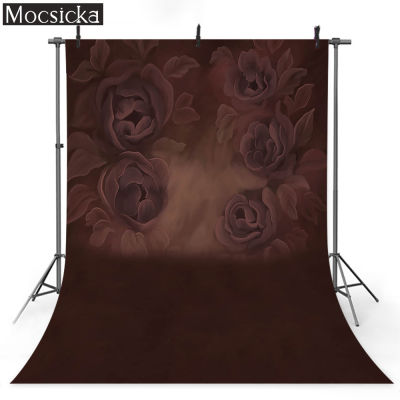 Flowers Dark Brown Portrait Photography Backdrop Abstract Floral Texture Baby Birthday Art Background Photo Studio Props