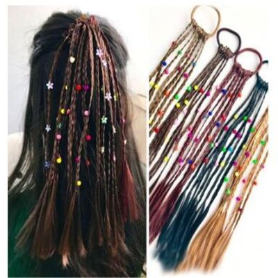 【CW】 1pc Children Wig Braids Multi-color Clip Kids Elastics Hair Bands Accessories Korean Rope