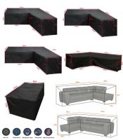 Multi Size Black Outdoor Garden Furniture Corner Sofa Cover Waterproof Black Furniture Dustproof Outdoor Table Cover