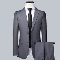 【CW】New S-7XL (Blazer Trousers) Mens British Style Advanced Simple Elegant Casual Business Wedding Gentlemens Suit Two Pieces