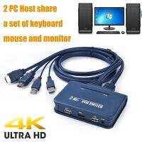 USB 2.0 4K HDMI-เข้ากันได้สวิตช์ KVM 2เครื่องคอมพิวเตอร์เครื่องคอมพิวเตอร์โฮสต์แบ่งปันหนึ่งเมาส์และคีย์บอร์ดและกล่องแปลงไฟล์แปลงตัวแบ่งสัญญาณวิดิโอ