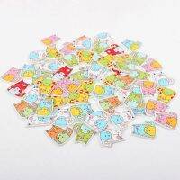 2017 mixed 6colors cat Painted Colorful Wooden Buttons Scrapbooking Decorative Craft 2 Holes Sewing Supplies 22x25mm 20pcs Haberdashery