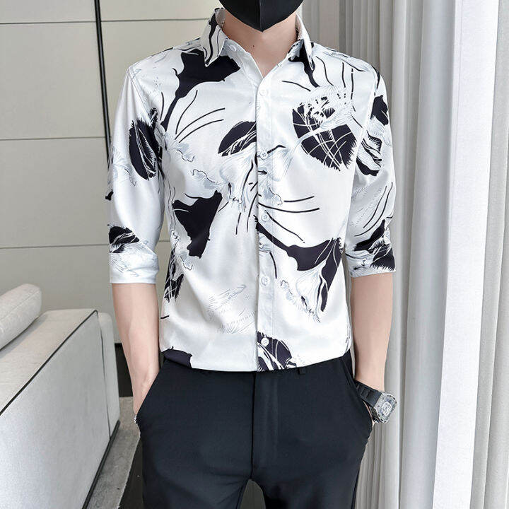 ผู้ชายฤดูร้อนพิมพ์เสื้อแขนสั้นชาย-slim-fit-คุณภาพสูงครึ่งแขนเสื้อธุรกิจเสื้อ-man-lapel-เสื้อ-m-3xl