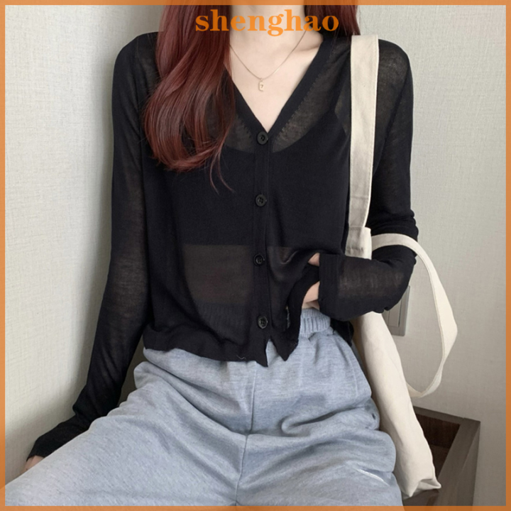 shenghao-เสื้อถักโครเชต์แขนยาวสำหรับผู้หญิงเสื้อถักหลังเซ็กซี่ฤดูร้อน