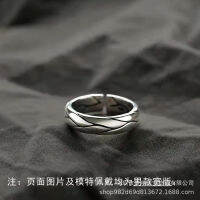 แหวนเงิน S925แฟชั่นของผู้ชายฮิปฮอป Cincin Single บุคลิกภาพที่เรียบง่าย Vicissudes แตกแหวนที่อยู่อาศัยของผู้ชายก้าวร้าว