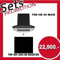 TECNOSTAR SET รุ่น HOOD TNS HD 60 MA B-HOB TNP IDH 3060 DG BOOSTER.02 ชุดเซ็ทเครื่องดูดควันและเตาแม่เหล็กไฟฟ้า