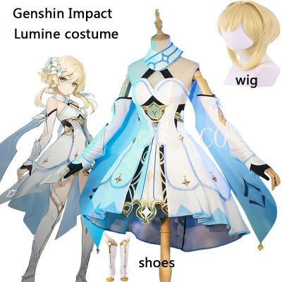 Genshin Impact  Lumine Cosplay Costumes  Halloween Party Game Clothes For Women Girls Cute Suit Wig Shoes Full Sets