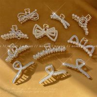 [COD] Internet celebrity pearl catch clip summer female 2022 new bow hair back of the head hairpin headdress