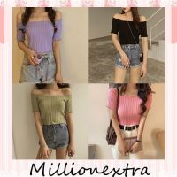 millionextra สินค้าพร้อมส่งในไทย เสื้อแฟชั่น เสื้อไหมพรม วิ้งๆ ผอมใส่ได้ อ้วนก็ได้ คอปาดเก๋ๆ Diora-1529.038