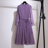 Real Shot Spot Large Size Womens Clothing 2022 Spring And Autumn Fat Mm Fashion Foreign Style Is Thin And Pleated Chiffon