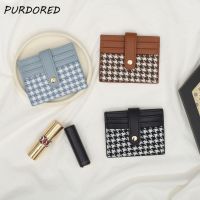 hot！【DT】❣  PURDORED 1 Pc Houndstooth Card Holder Pu  Leather Silm Business Wallet Coin Purse Porta Tarjetas