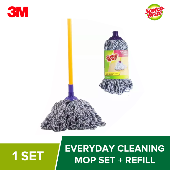 3M Scotch Brite Everyday Cleaning Mop Set + 1 PC Extra Refill Lazada PH