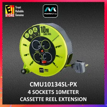 Masterplug CMU10134SL-PX Cassette Reel, Green Grey, 4 Socket 10m