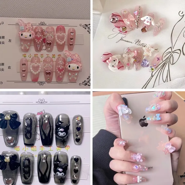 Diy My Melody Kuromi Kittys Doll 3D Nails Patch Kawaii Cartoon Anime ...