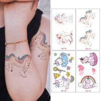 Original unicorn tattoo stickers children 39;s cute cartoon doll birthday rainbow little pony waterproof temporary stickers