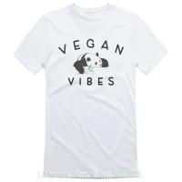 เสื้อยืดพิมพ์ลายแฟชั่น เสื้อยืดผ้าฝ้าย คอกลม พิมพ์ลายมังสวิรัติ Vegan Vibes Panda สําหรับผู้ชาย  JCT4