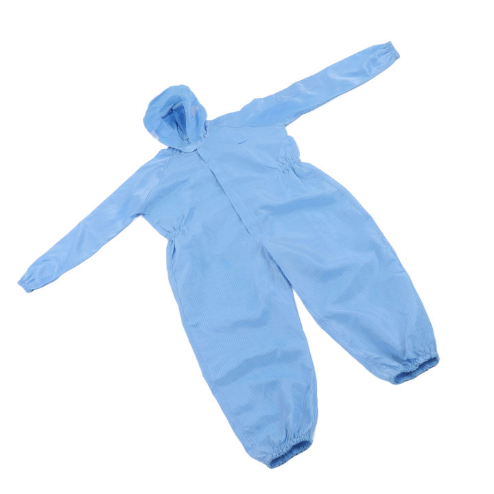 เสื้อผ้าทำงานกันฝุ่นผ้าโพลีเอสเตอร์คลุมป้องกันทนความร้อนได้อเนกประสงค์พร้อมฮู้ดสำหรับโรงงานอาหาร