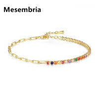 Mesembria สร้อยข้อมือคริสตัลโครเมี่ยมลูกบาศก์ที่มีสีสันทองคำแท้18K มีหลายสีให้เลือก