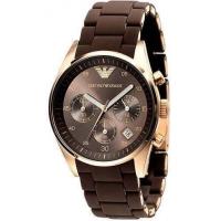 นาฬิกาข้อมือผู้ชาย EMPORIO ARMANI Sport Rose Gold Ion-Plating Brown Chronograph Dial Mens Watch AR5891