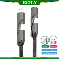 ECILY 100W 4 In 1ที่ชาร์จสายชาร์จความไวสูงการชาร์จ480Mbps การถ่ายโอนข้อมูลที่สูงสำหรับ IPhone โทรศัพท์ USB สายชาร์จ