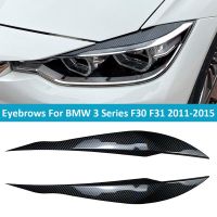 }{”:》2ชิ้นสำหรับ BMW 3ซีรีส์ F30ซีดาน F31แวกอน2011-2015เปลือกตาไฟหน้ารถอุปกรณ์แต่งคิ้วสีดำเงา