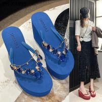 ingvivi ฤดูร้อนใหม่ส้นสูง flip-flop ผู้หญิง rhinestone wedge toe ลากรองเท้าแตะชายหาดแฟชั่นหรูหราและรองเท้าแตะ