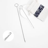 ♝ﺴ✁ 2pcs/lot Needle Hook Latch Hook Supplies Tongue Crochet Tool Sewing Loop Turner Hook with Latch for Fabric Tube Straps Belts