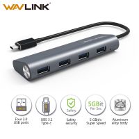 Wavlink Usb 3 . 1 Type C To 4 - Port Usb 3 . 0 Hub อะแดปเตอร์แปลงสายเคเบิ้ลอลูมิเนียม