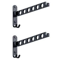 Foldable Coat Hooks, Wall Coat Rack Wall Hooks Folding Hooks for Balcony Bathroom Laundry Room (Black, 2 Piece)