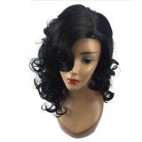 New Fashiob Women Black Brazilian Short Wavy Curly Parting High Temperature Fiber Wig Hair Peruca de mulher