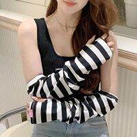 【hot】□✔  New Trend Striped Arm Sleeve Fingerless Soft Protection Driving Gloves Cotton Breathable