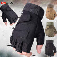 Redcolourful Men Half Finger Gloves ถุงมือกีฬาไมโครไฟเบอร์สำหรับขี่กลางแจ้งตกปลาเดินป่าการฝึกอบรมการเล่นสกี