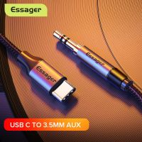 Essager USB ประเภท C ถึง3.5Mm แจ็คอะแดปเตอร์เคเบิ้ลเสียง AUX สำหรับหูฟังชุดหูฟังเสริมลำโพงสายสายเคเบิลเหมาะสำหรับ Samsung ที่เหมาะสมกับ Xiaomi Mi