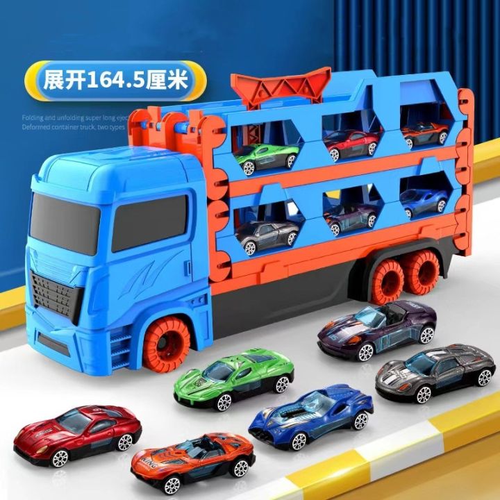 caminh-o-transportador-do-carro-brinquedos-mega-hauler-caminh-es-para-crian-as-alloy-trolley-tr-s-camadas-deformado-truck-transporter