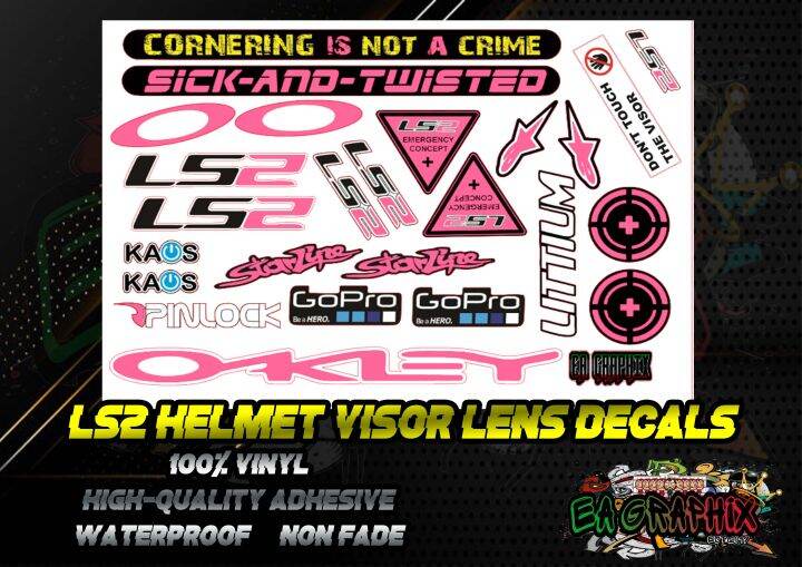 HELMET VISOR LENS STICKER SET DECALS ( LS2 PINK ) Lazada PH