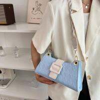 French Bags Women 202 Popular Trendy Fashion Twist Straps Underarm Contrast Color Retro One-Shoulder Messenger Bag Unique Rhombus Side 【AUG】