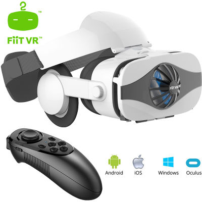 Fiit หมวกกันน็อก3D แว่น VR Virtual Reality ชุดหูฟังตัวควบคุมบลูทูธสำหรับสมาร์ทโฟน Google 3D กล่อง