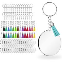 【CW】♀❀  12pcs/set Keychain Blank with Rings Ornaments Blanks Round Acylic Disc Chain Projects