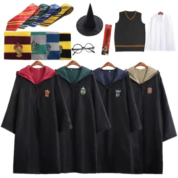 Harry Potter Hogwarts Gryffindor Slytherin Ravenclaw Hufflepuff Wizard  Witch Robe Uniform without Scarf Cosplay Costume Female Halloween Carnival