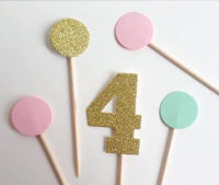 Birthday Decorations Glitter Gold Number Cupcake Topper, gold birthday cake topper, custom number 4 Age cake topper Digital Deco