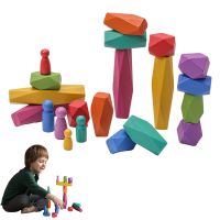 Baby Wooden Rainbow Building Blocks Stacking Toys Wood Block Stacker Balancing Game Montessori Toys For Children Interactive Toy