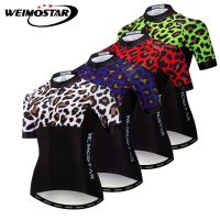 ZZOOI 2023 Weimostar Women Cycling Jersey Short Sleeve Shirt Mujer Mountain Bike Top Clothing Team Bicycle Maillot Ciclismo Leopard Men