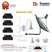 Thaisat 1.5M.ชุดจานดาวเทียมตะแกรง(ติดตั้งผนัง) + PSI S2 HD x4 พร้อมสาย RG6 20m.x4